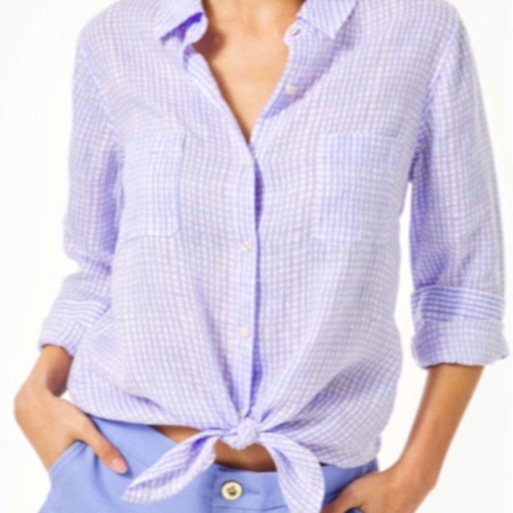 ISO Lilly Pulitzer Sea View Lilac Verbena Gingham